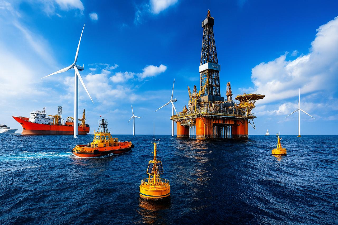 Offshore platform and buoy in the North Sea